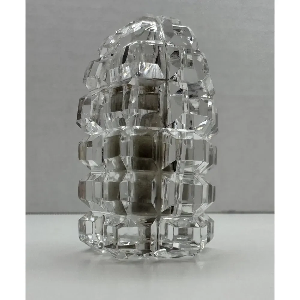 Vintage Mini Cut Crystal Table Desk Lighter Ronson Strikalite Insert 2.5” SPARKS